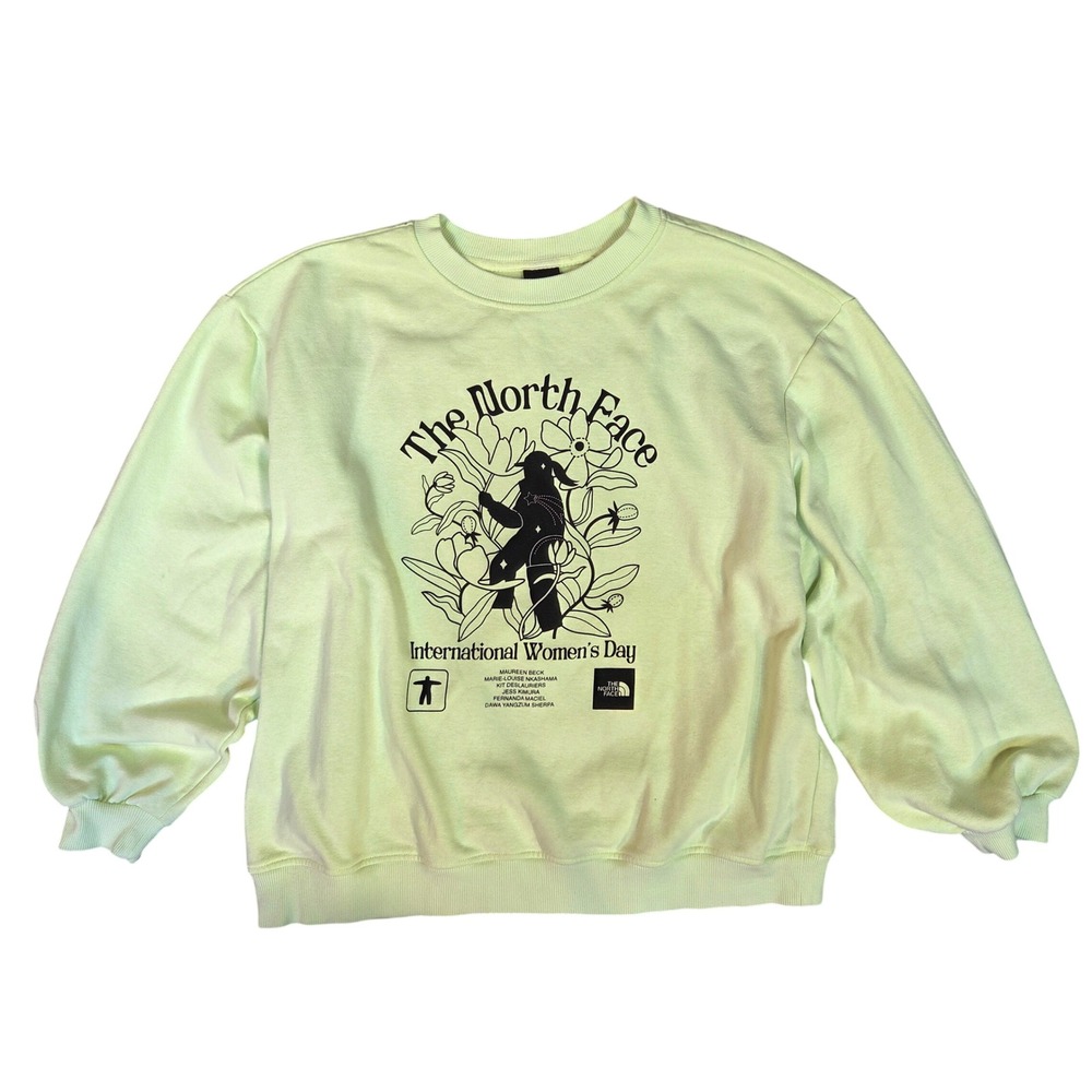 The North Face International Womens Day Sweatshirt Lime Green Graphic Large